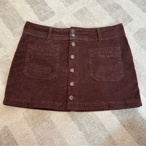 Free People Chocolate Brown Button Up Corduroy Skirt (Size 29)